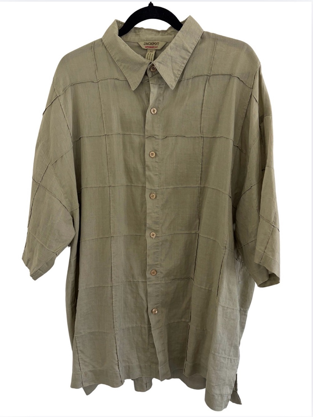 Jackpot Olive Green Linen Casual Button-Down Shirt - Relaxed Fit